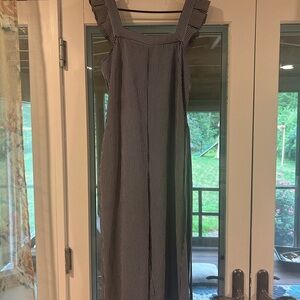 Striped flutter sleeve romper